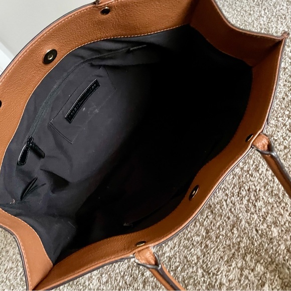 Rebecca Minkoff Caramel Brown Pebbled Leather Tote Bag Purse Black Lining - Picture 11 of 16